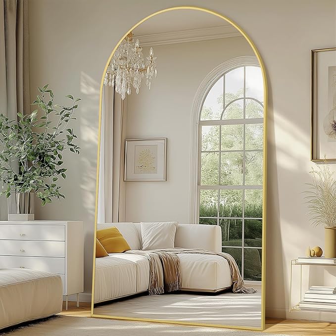 Oversized Floor Mirror Full Length 82"X44", Extra Large Arched Full Length