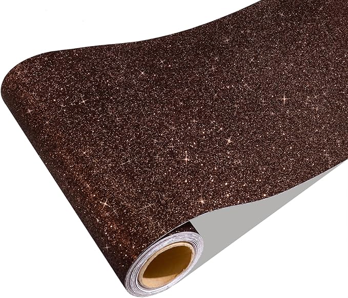CRE8TIVE Dark Brown Glitter Wallpaper Border Peel and Stick Wall Border 8"x80"