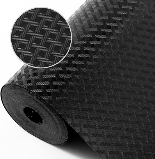 Shelf Liners for Kitchen Cabinets Refrigerator Liners Waterproof Kitchen Cupboard Liner Non-Slip Drawer Mats EVA Material Non Adhesive Fridge Liner for Shelves - Black（11.8 x 236.2 Inches x 2 Rolls
