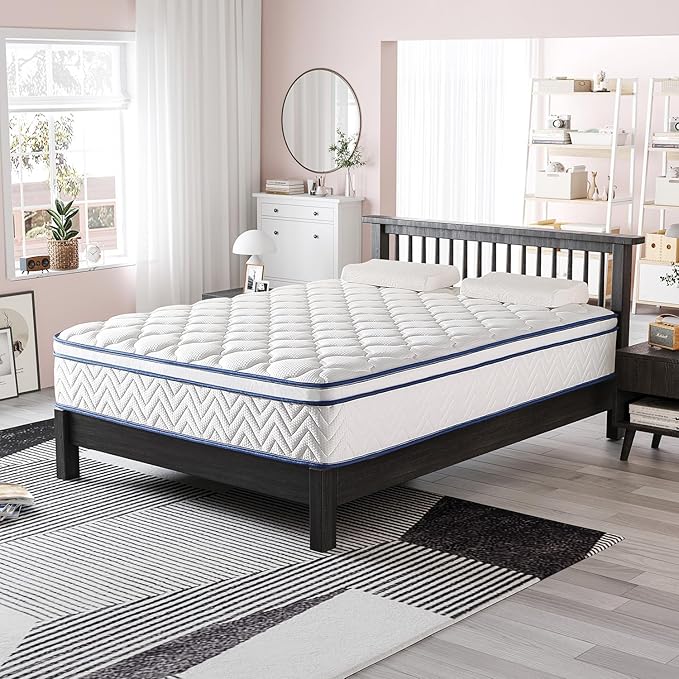 12 Inch Queen Memory Foam Hybrid Mattress in a Box - Comfort & Support, Pressure Relief, Breathable - Ideal for Side/Back/Stomach Sleepers, Easy Setup