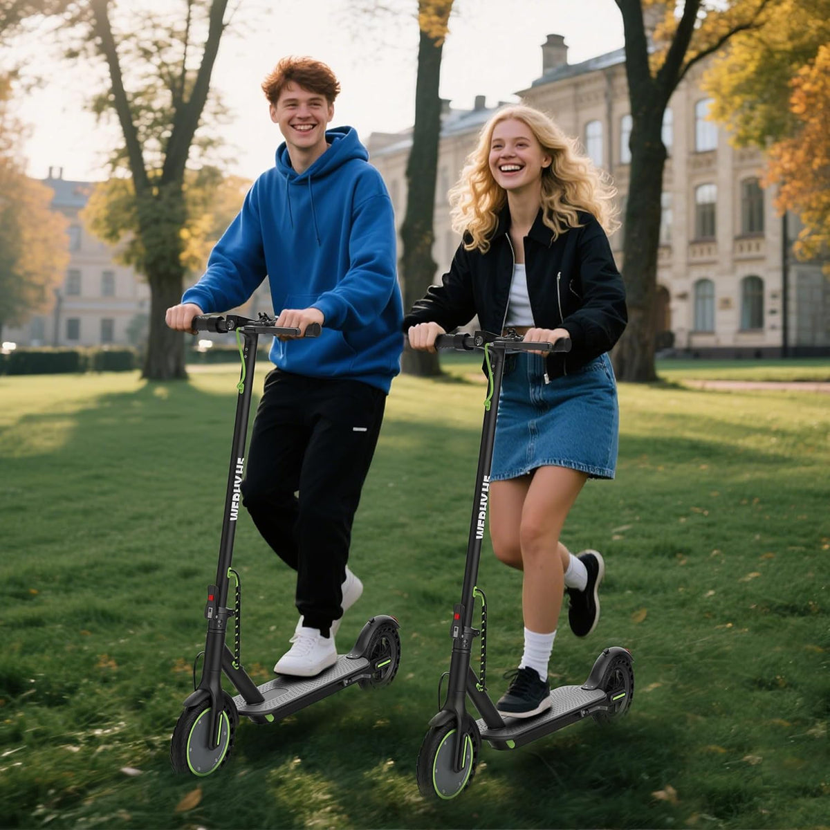 WERHY Electric Scooter - 350W/500W Motor, 19/22 MPH Speed, 15-28 Miles Range | Lightweight & Foldable with Dual Braking Systems