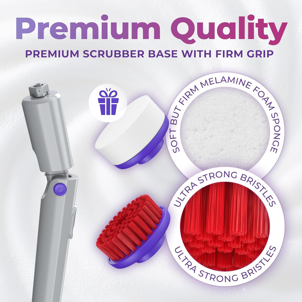 SYNOSHI PRO Electric Spin Scrubber, Cordless Cleaning Brush Bathroom Scrubber. Waterproof Shower Cleaner Brush with Adjustable Angles, 2 Speed, 180Min Work Time for Floor, Bathtub, Kitchen, Car, Tub