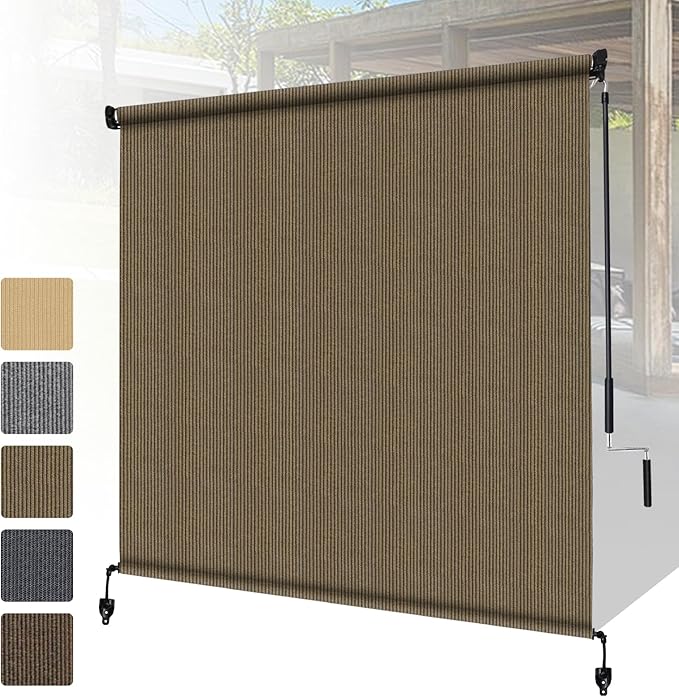 Shade&Beyond Custom Size Outdoor Roller Shades Cordless Patio Roll Up Blinds