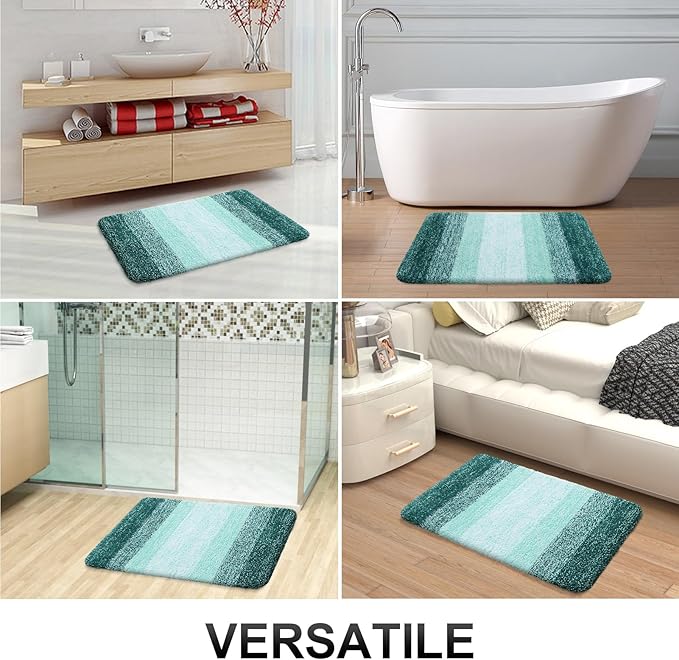 OLANLY Bathroom Runner Rugs 54x24, Extra Soft Absorbent Microfiber Bath Rugs, Rubber Backing, Quick Dry, Washable Bath Mats for Bathroom Floor, Tub and Shower, Home Decor Accessories, Blackish Green