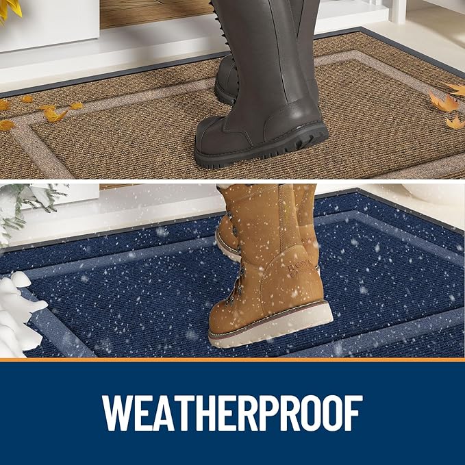 OLANLY Front Door Mat Indoor Outdoor Entrance, Waterproof All-Season, All-Weather Doormat, Sturdy Natural Rubber, Fade Resistant, Low Profile, Easy Clean Patio Porch Entryway Mat, 29.5x17, Wine Red
