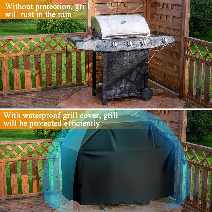 Aoretic Grill Cover, 44 inch BBQ Gas Grill Cover for Outdoor Grill, Charbroil Grill Cover Barbecue Waterproof, Anti-UV for Weber Char-Broil Monument, Dyna-glo Nexgrill Spun Polyester
