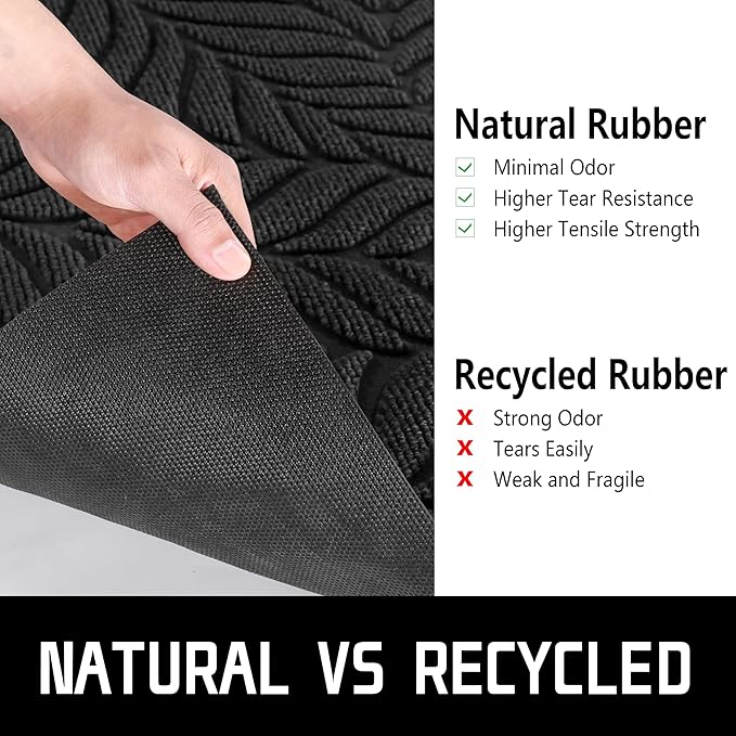 Yimobra Front Door Mat Outdoor Indoor, 47x24 All-Season Waterproof Welcome Mat, All-Weather Outside Entrance Mat, Non-Slip Patio Porch Doormat, Low Profile, Fade Resistant, Black