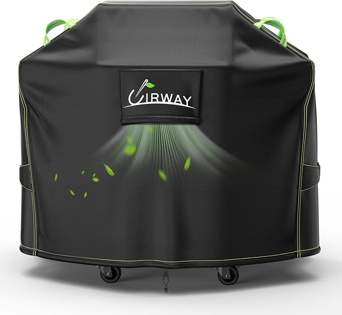 UIRWAY Grill Cover for Outdoor Grill 58 Inch, 600D Heavy Duty Waterproof BBQ Cover, UV & Fade Resistant Gas Grill Covers with Reflective Strip and Air Vent, Black