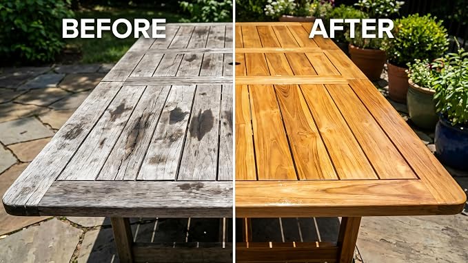 Protect Aqua Teak Oil for Outdoor Furniture & Indoor Furniture– 32 oz (1Lt) Teak Oil Sealer, Restores & Protects Wood, Furniture, Decks, Boats, Patio, Shower Benches– Transparent Natural Finish