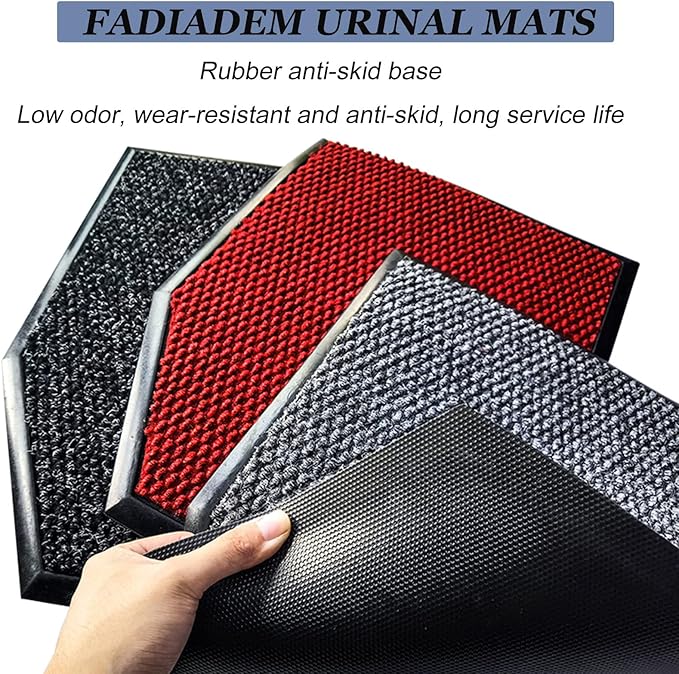 Urinal Floor Mats (2 Pack), Reusable/Washable Urinal Floor Rug, Bathroom Floor Protector Absorbent Deodorization Urinal Carpet, Men's Restroom Pee Pad Non-Slip Urine Mat