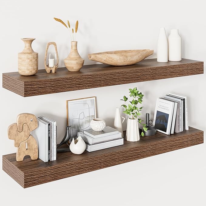 Heimlove Floating Shelves for Wall 36 Inches Long, 9.3" Deep Walnut Floating