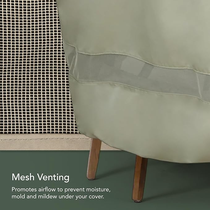 Covermates Elite Outdoor Patio Sofa Cover – Water-Resistant 300D Polyester, Double-Stitched Seams, Elastic Hem, Auto-Locking Drawcord & Mesh Vent for Moderate Weather, 108W x 38D x 38H, Khaki