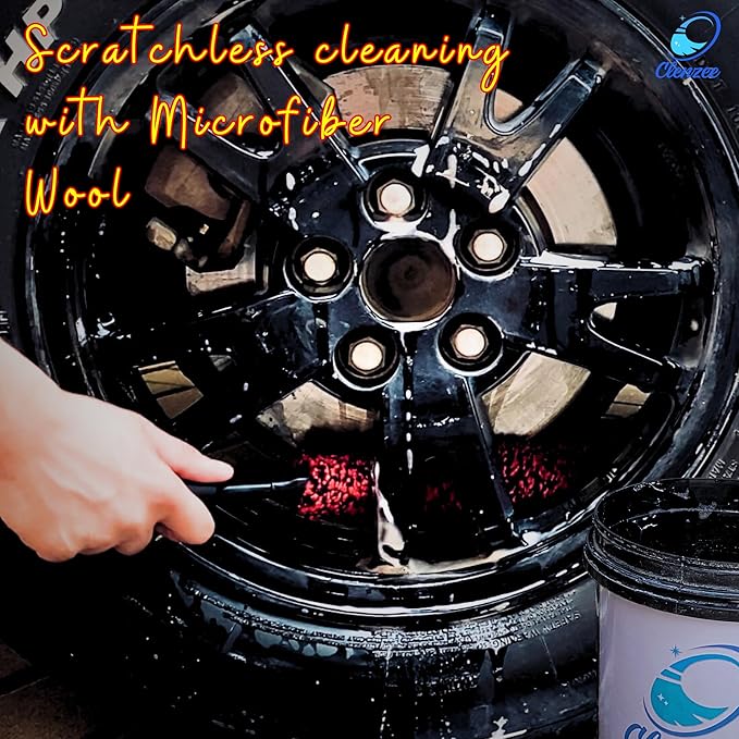 Premium Microfiber Wheel Cleaner Brush | Soft Non-Metallic Rim Cleaner Brush with Ergonomic Handle | Durable Wheel Brush for Cleaning Rims & Wheels | Small Size