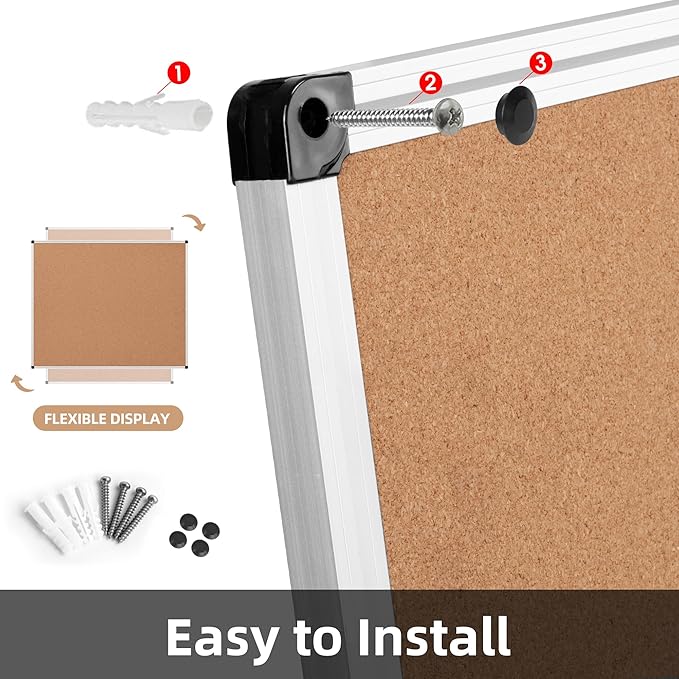 Extra Large Cork Bulletin Board 48" X 48", Wall Mounted Notice Pin Board