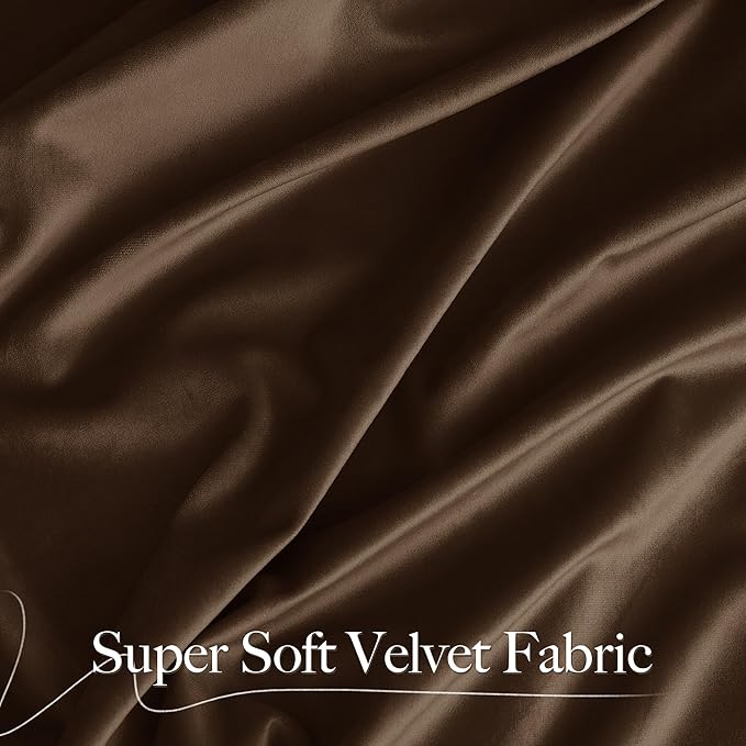 NICETOWN Brown Velvet Curtains, Thermal Insulated Sound Reducing Heavy Matt