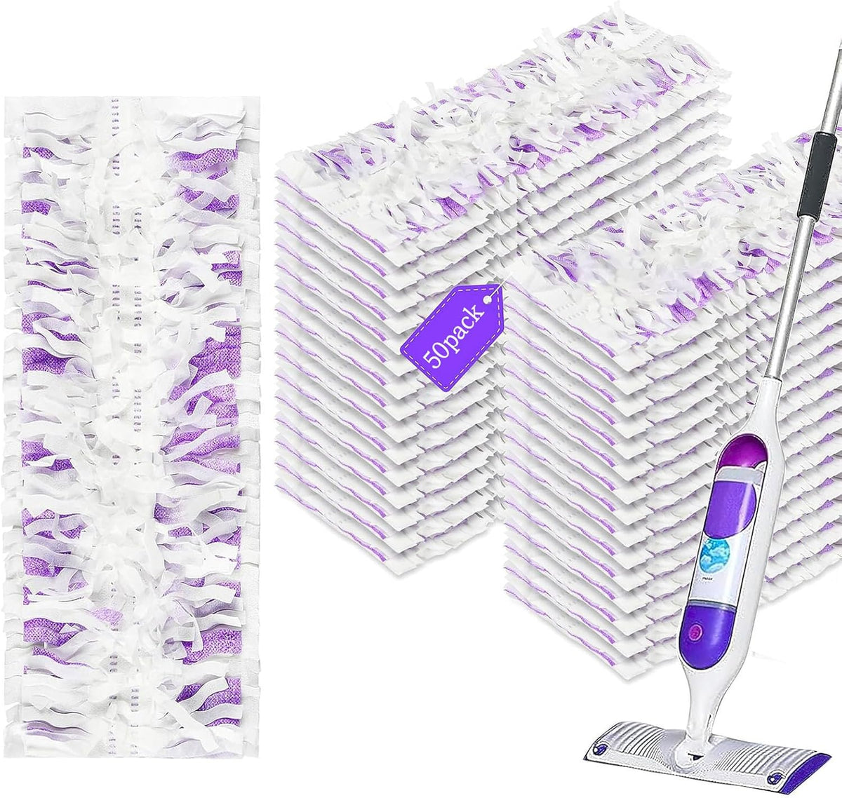 50 Pack Power Mop Refills Pads for Swiffer, Disposable Power Mop Refills for Power Mop Multi-Surface Mop Power Mop Pads Replacement Power Mop Pads Refills Spray Mopping Pads Hardwood Floor Cleaning