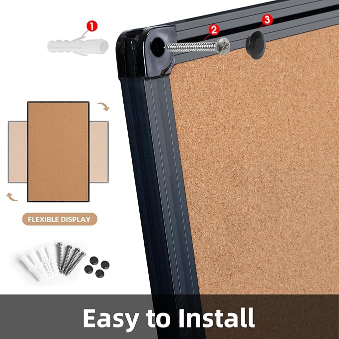 Extra Large Cork Bulletin Board 60" X 48", Wall Mounted Notice Pin Board