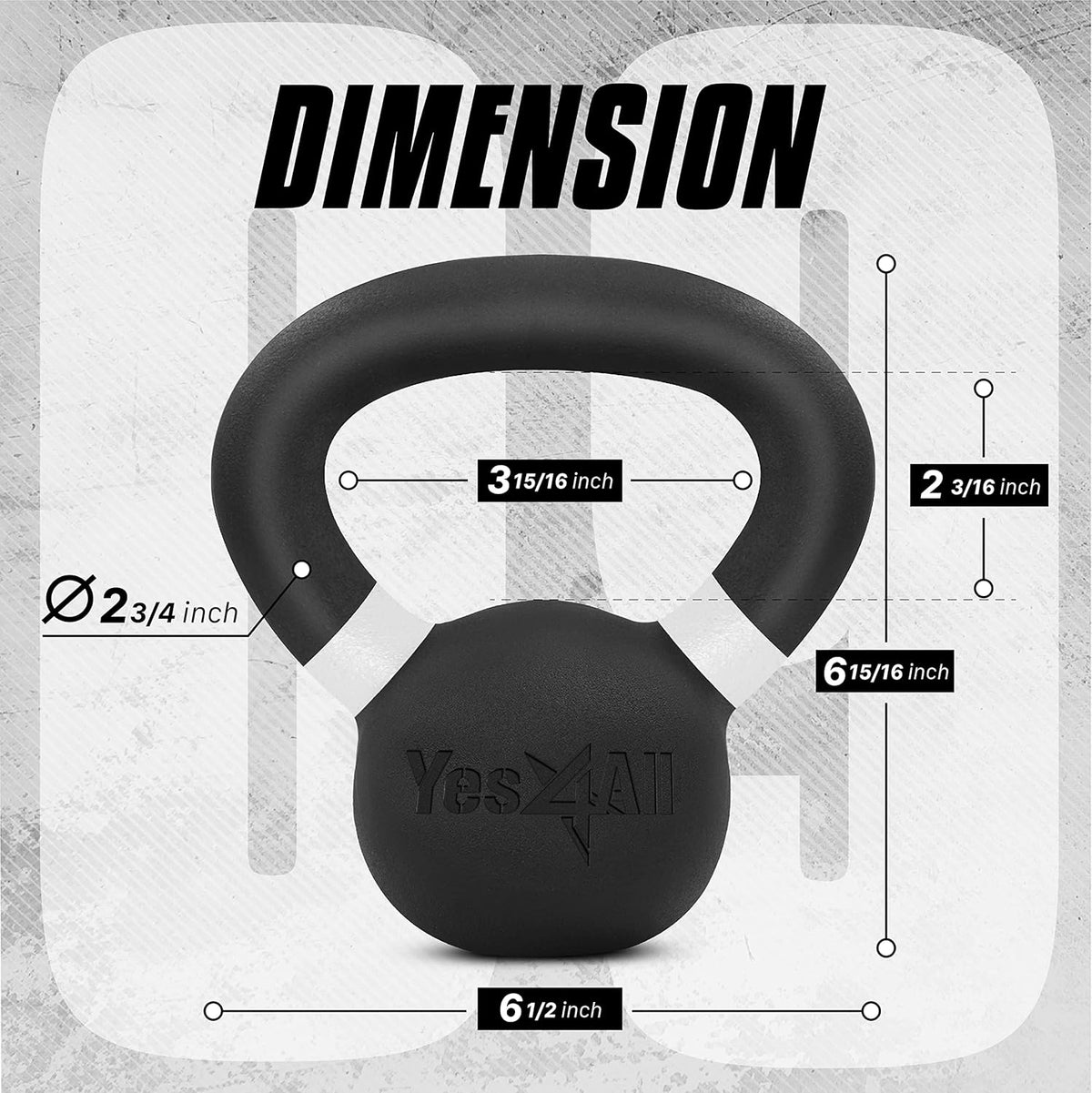 Yes4All Kettlebell - Heavy Duty Cast Iron with Non-Slip Handle | 9lb to 71lb Options for Strength Training