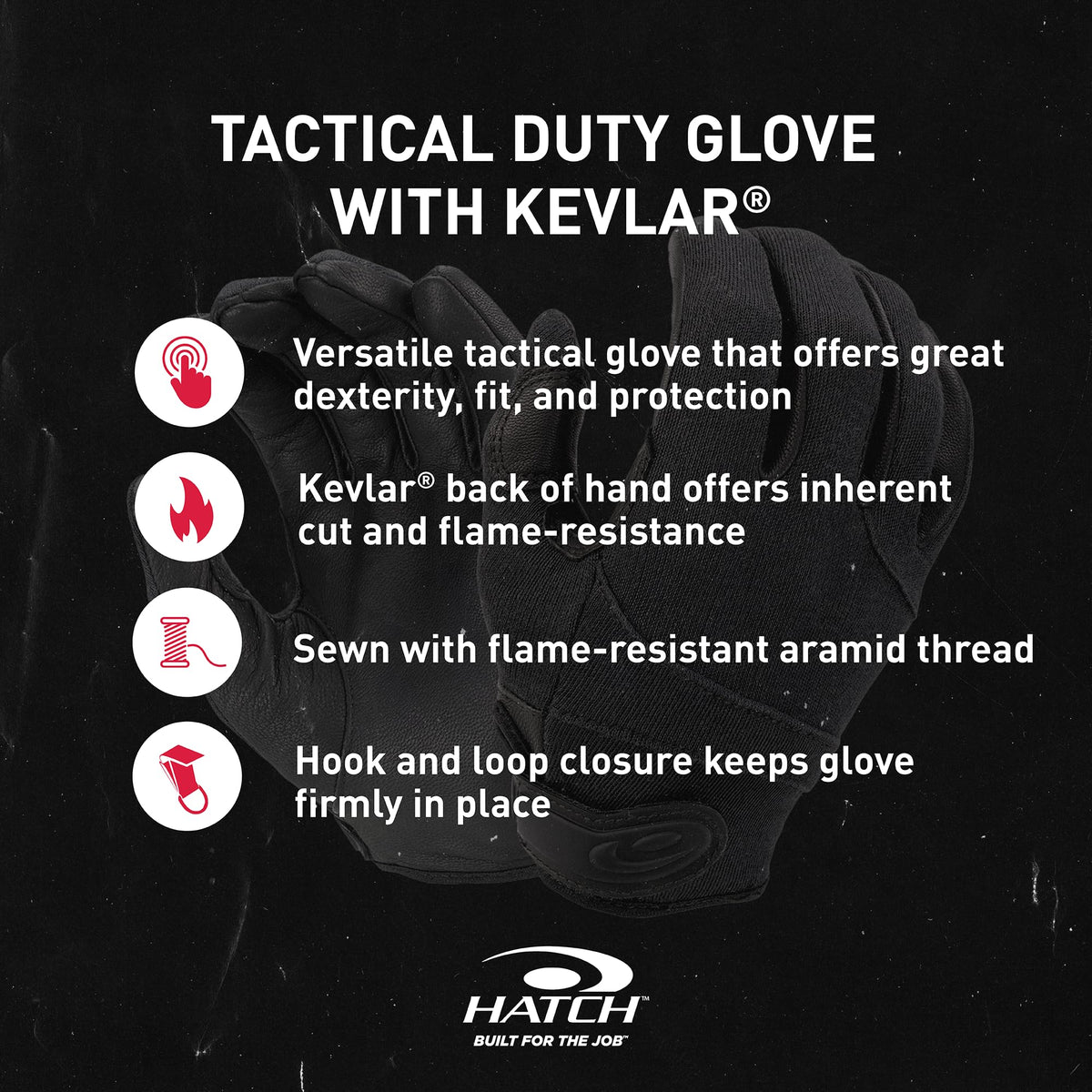 HATCH StreetGuard Tactical Duty Glove with Kevlar, Foam Padded Reinforcement, Black, Large