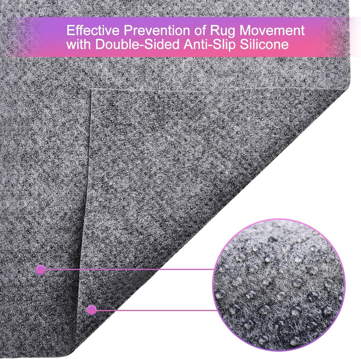 Ultra Strong Anti-Slip Rug Felt Pad 2 x 4 Feet Non Slip Area Gripper, Thin Profile Non Skid Carpet Mat Keep Your Rugs in Place- Gray