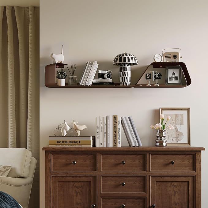 Sttoraboks Floating Wall Shelves Set of 3, Metal Mounted Shelf