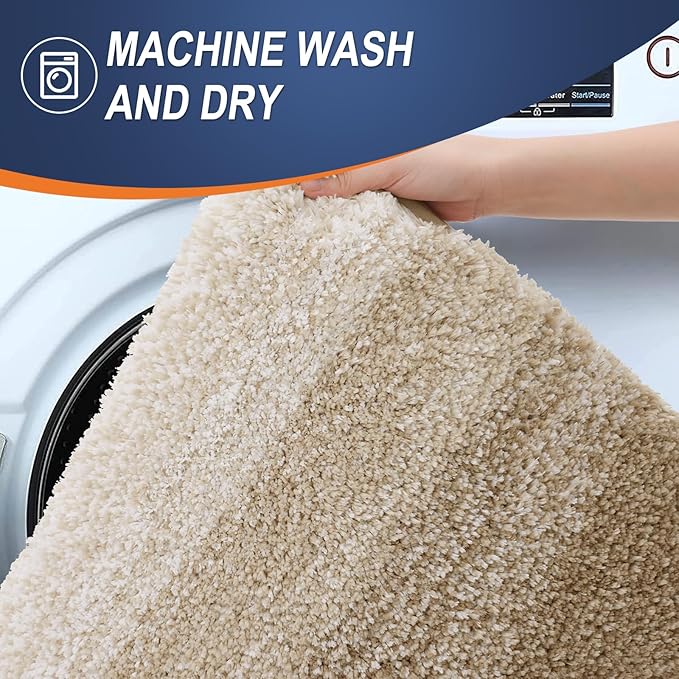 OLANLY Bathroom Runner Rugs 59x24, Extra Soft Absorbent Microfiber Bath Rugs, Rubber Backing, Quick Dry, Machine Washable Bath Mats for Bathroom Floor, Tub and Shower, Home Decor Accessories, Tan