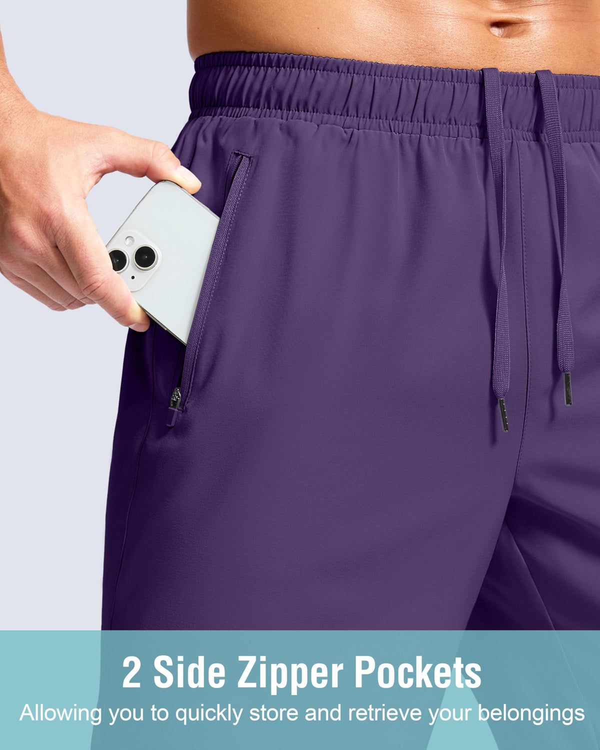 Men's Athletic Running Shorts with Zipper Pockets Quick Dry 7"/ 5"/ 9" Workout Gym Shorts for Basketball Hiking(Purple,5XL)