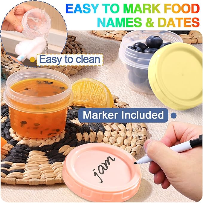 24pcs 2 oz Salad Dressing Container To Go Small Sauce Containers with Lids, Reusable Condiment Cups for Lunch Box, Leakproof, Freezer, Microwave & Dishwasher Safe