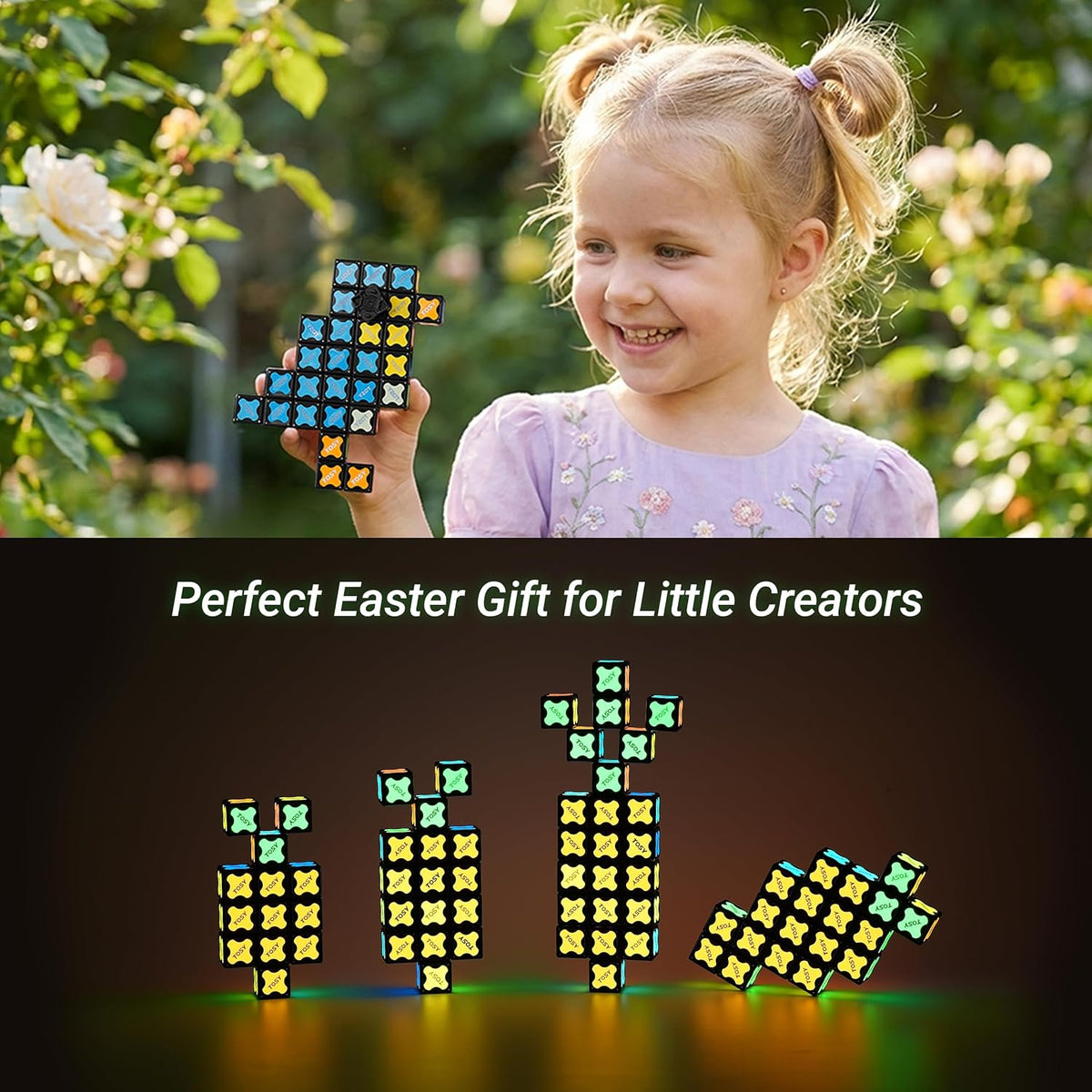 TOSY Magnet Cube 2x2 - 2-in-1 Puzzle Cube & Customizable Infinity Cube | Sensory STEM Toy for Kids