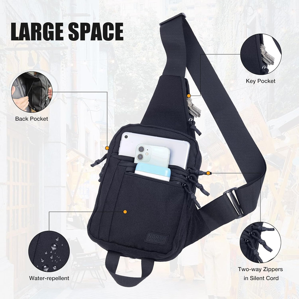 Tactical Sling Chest Bag Concealed Carry Bags with Gun Holder EDC Shoulder Crossbody Casual