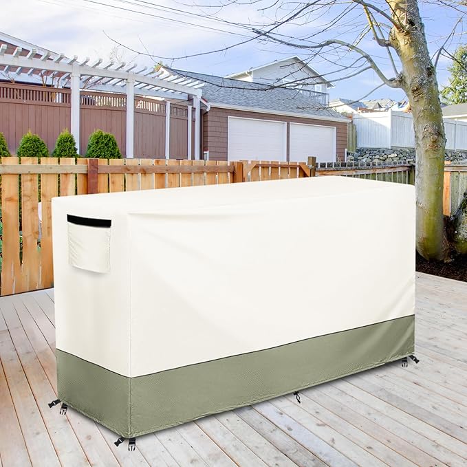 Bar Height Patio Dining Set Covers,100% Waterproof Outdoor Adirondack Bar Height Chairs and Table Sets Cover, Bar Table Set Covers for Patio Furniture Set,72" x 30" x 41" - Beige