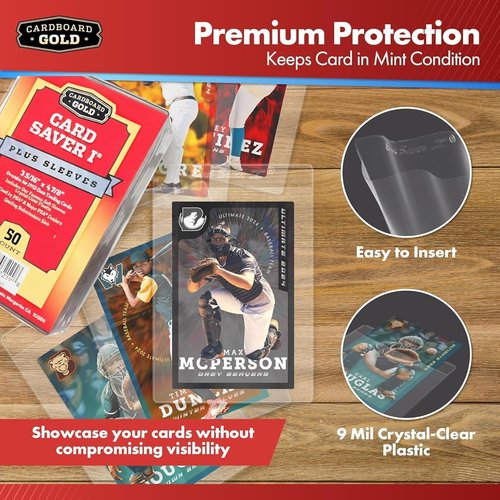 Cardboard Gold Card Saver 1 | 1000 Count Semi-Rigid Trading Card Protectors - PSA-Approved for Baseball & Sports Cards