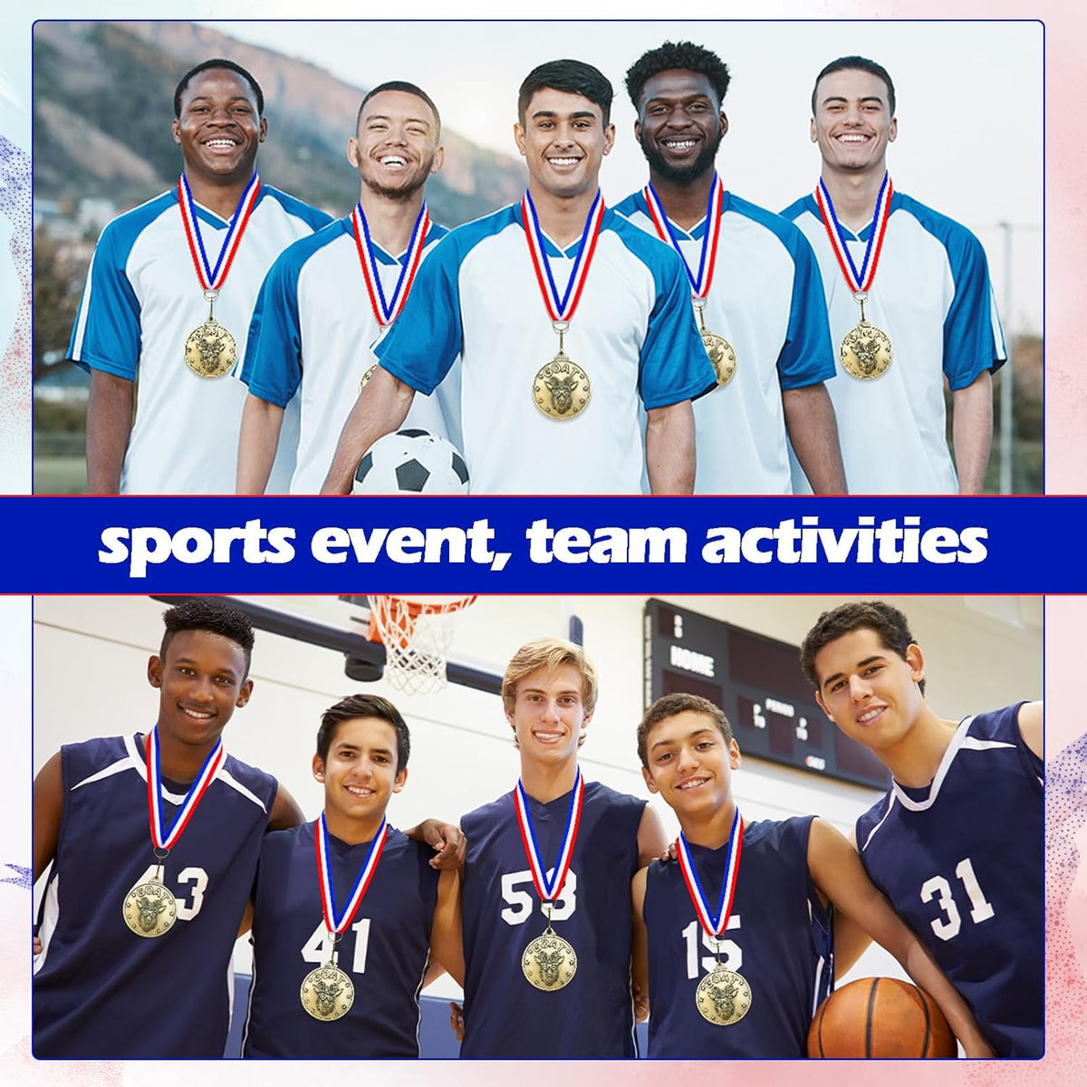Remuuly Goat Medals - 30-60 Pcs MVP Awards with Neck Ribbon | Gold Champion Trophies for Sports Events