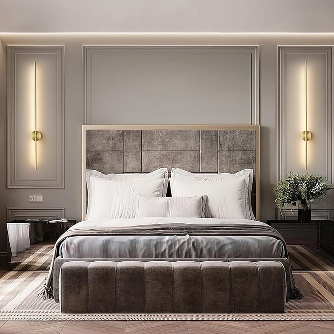 Battery Operated Modern Wall Sconces, Dimmable Wireless Wall Light Set of Two