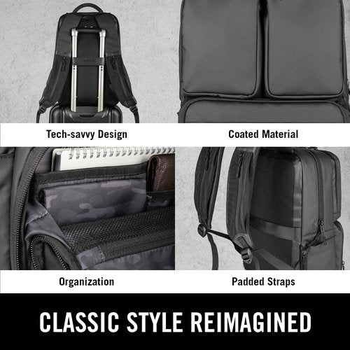 Kenneth Cole REACTION Travel Laptop Backpack - 17-Inch Coated Polyester - Stylish Black Design