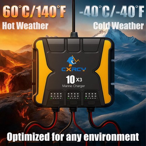 **3 Bank Battery Charger 12V - 30A Waterproof Marine Charger & Maintainer for SLA/AGM, Lithium, Calcium & Deep-Cycle Batteries**