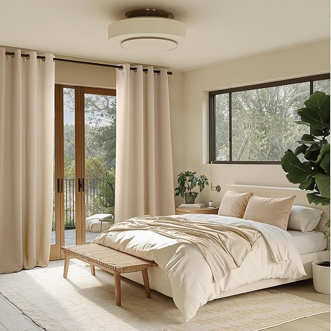 NICETOWN Room Darkening Draperies Curtains Panels, 2 Panels Biscotti Beige W52