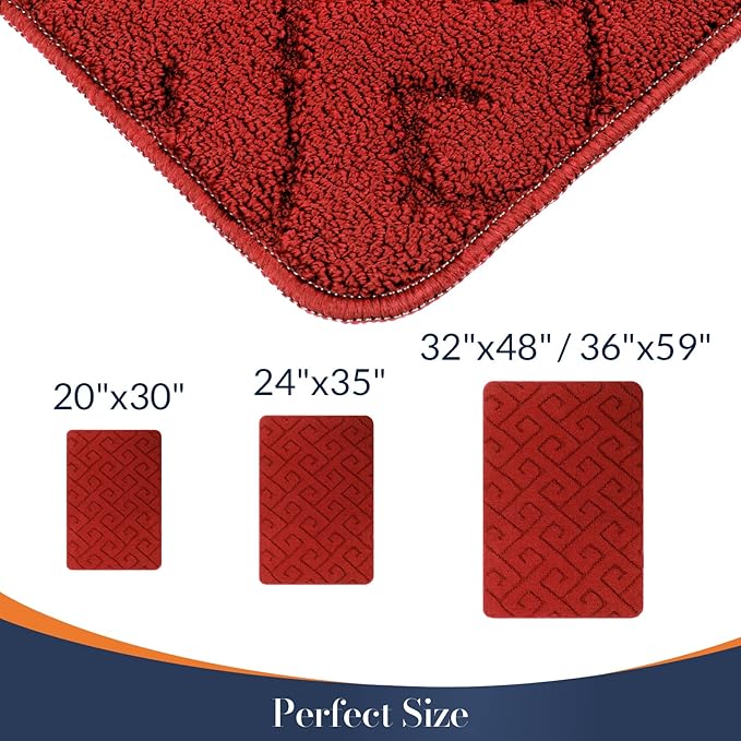 Walensee Indoor Doormat, Front Door Mat for Entrance (20"x32" Red) Machine Washable Entryway Rug, Non Slip Trapper Door Rugs Absorbent Dirt Low Profile Shoes Scraper Inside Floor Mats for Entry