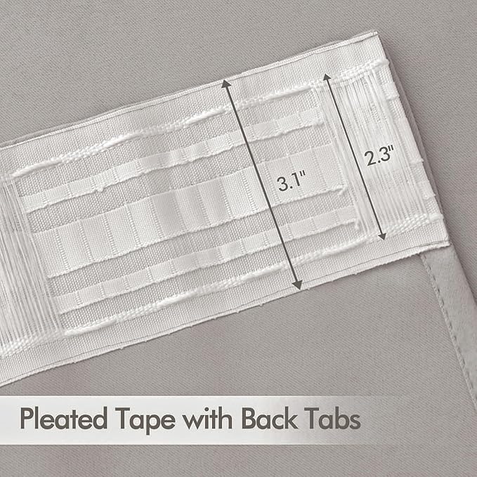 MIULEE Stone Back Tab Blackout Curtain 96 Inch Long 2 Panels Set