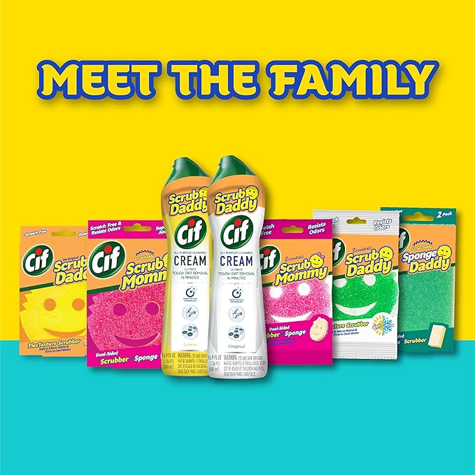 Scrub Daddy Cif Cream All Purpose Cleaner, Lemon - Multi Surface Household Cleaning Cream for Glass, Chrome, Granite, Sink, Gold, Marble & Countertops - 3 Pack (16.9 Oz Each)