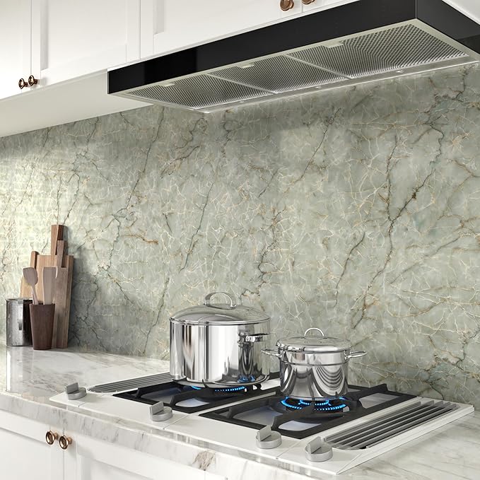 Cyan Marble Contact Paper for Countertops Waterproof Marble Wallpaper Peel and