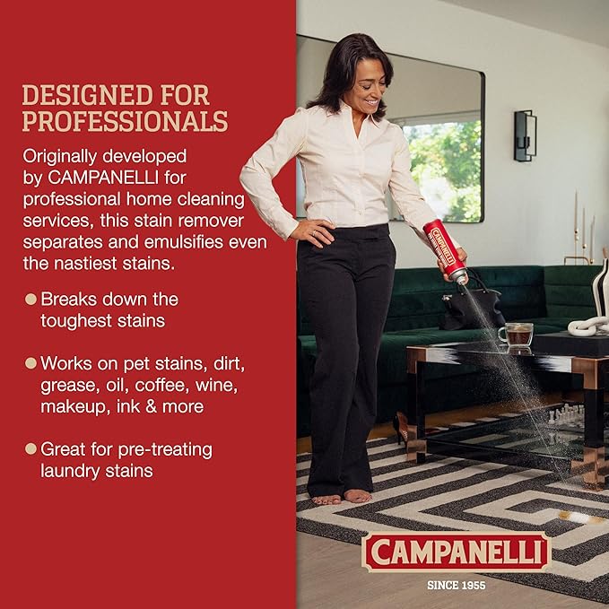 Campanelli Pro Series Stain Remover Point & Spray Carpet & Upholstery Cleaner for Pet Stains & Odors, Food Stains, Wine, Coffee, Dirt and More! – 2 Pack (18oz Each)