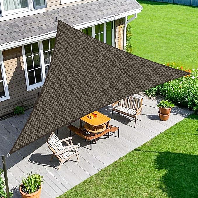 Amagenix Sun Shade Sail 9X10X13.5 Curved Edge Outdoor Shade Canopy Mocha Breathable 95% UV Block Shade Cloth for Patio Garden Backyard (We Make Custom Size)