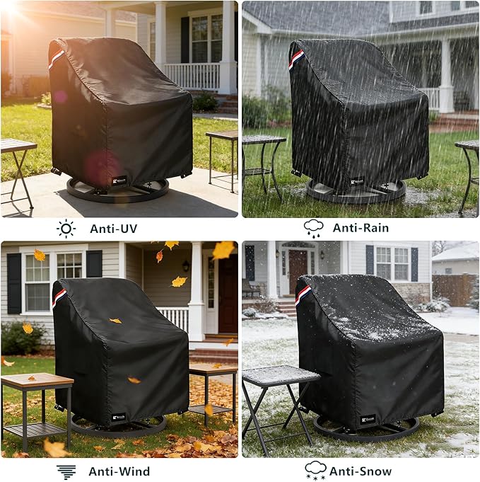 Outdoor Swivel Rocker Chair Cover 4 Pack,Waterproof Rocking Chair Covers, All-Weather Protection Outdoor Lawn Patio Furniture Covers for Patio Chair 35" W x 38" D x 32" H, Black