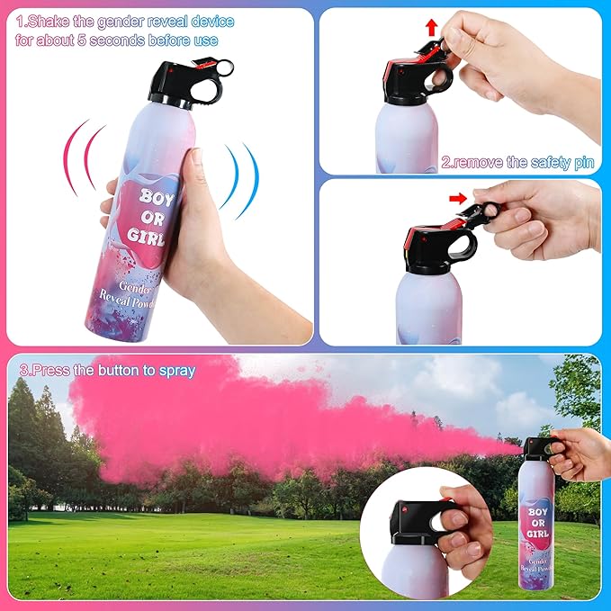 2 Pack Pink Gender Reveal Powder for Baby Girl, Color Powder or Dust for Gender Announcement Idea, Baby Shower Decoration, Supply, Party