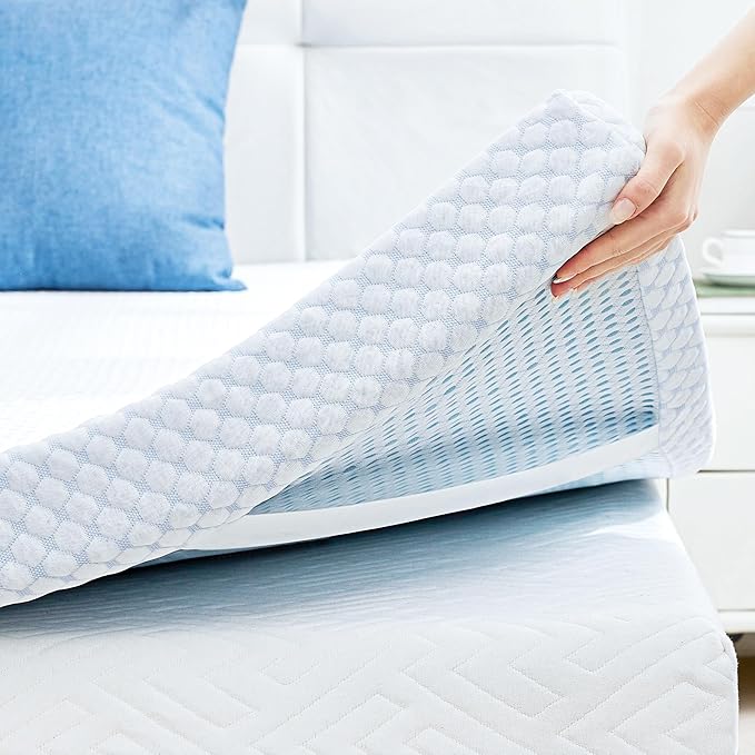 SINWEEK 1.5 Inch Twin XL Cooling Memory Foam Mattress Topper for Pressure Relief, Thick Bed Mattress Pad with Cooling Soft Cover and Adjustable Straps, CertiPUR-US Certified