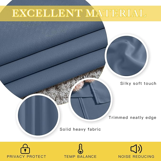 NICETOWN Blackout Stone Blue Curtain