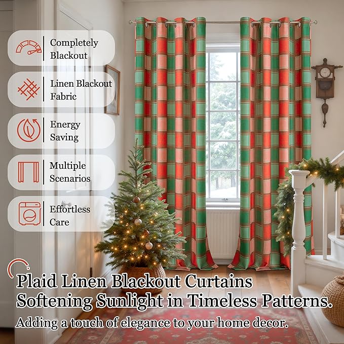 Lajode Plaid Curtains Gingham Patterned