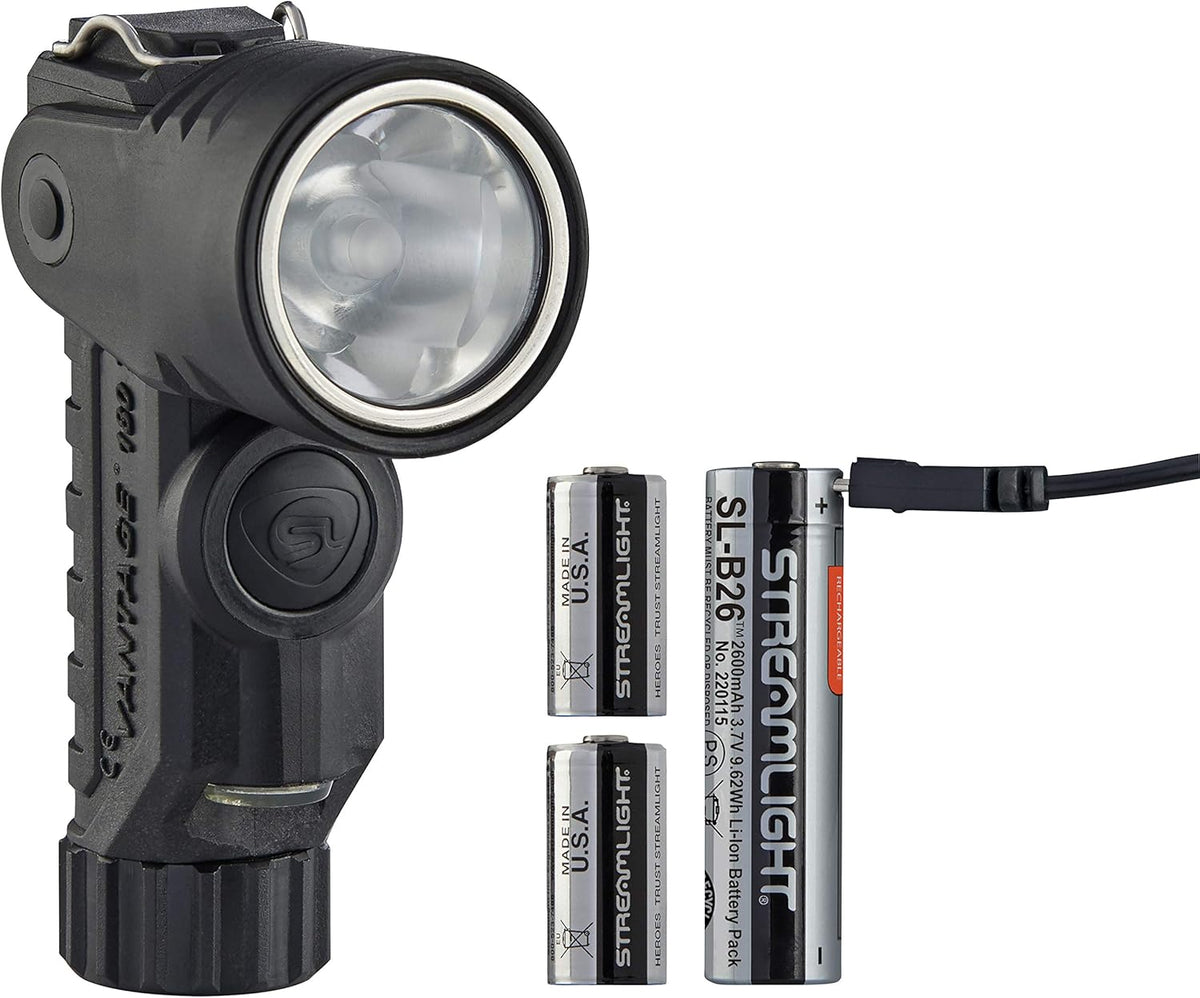 Streamlight 88913 Vantage 180 X USB Helmet Mounted and Right Angle Firefighter Flashlight with Helmet Bracket, Black