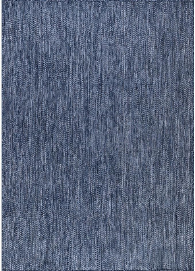 Washable Indoor Outdoor Rug 10x14 Weather Resistant Area Rugs Modern Solid for Porch Deck Balcony Backyard Patio Outside Carpet (10 X 14 Azure Blue)